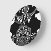 アフリカンブラック&ホワイトアートプリント ラウンド壁時計 (傾斜)