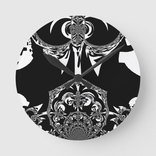 アフリカンブラック&ホワイトアートプリント ラウンド壁時計 (正面)
