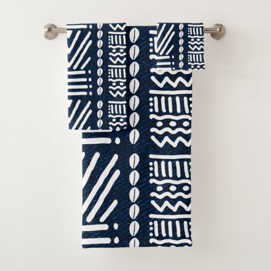 アフリカンブルーデニムボゴランデザインバスタオル バスタオルセット (インサイチュ)