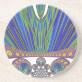 アフリカンブルーパープル装飾美術デザインプリント コースター (正面)