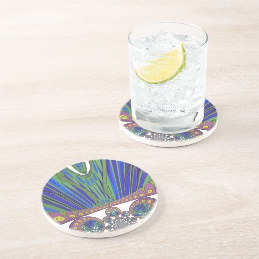 アフリカンブルーパープル装飾美術デザインプリント コースター (側面)