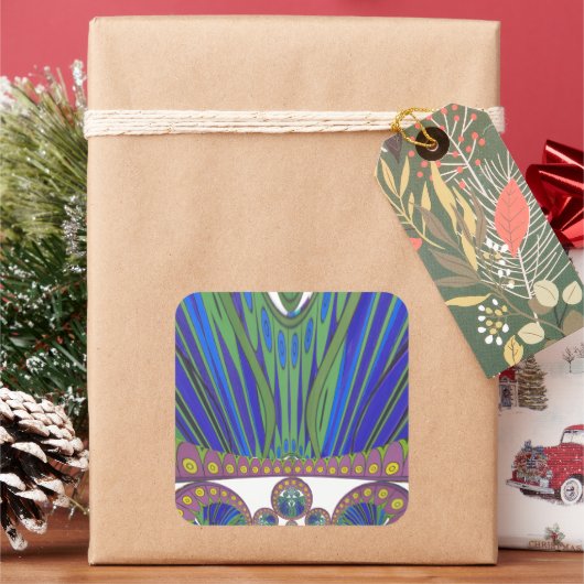 アフリカンブルーパープル装飾美術デザインプリント スクエアシール (クリスマス)