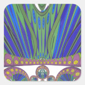 アフリカンブルーパープル装飾美術デザインプリント スクエアシール (正面)