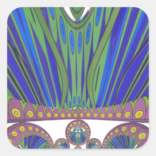 アフリカンブルーパープル装飾美術デザインプリント スクエアシール (正面)