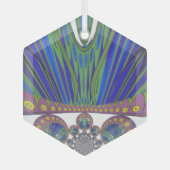 アフリカンブルーパープル装飾芸術デザインプリント ガラスオーナメント (正面)