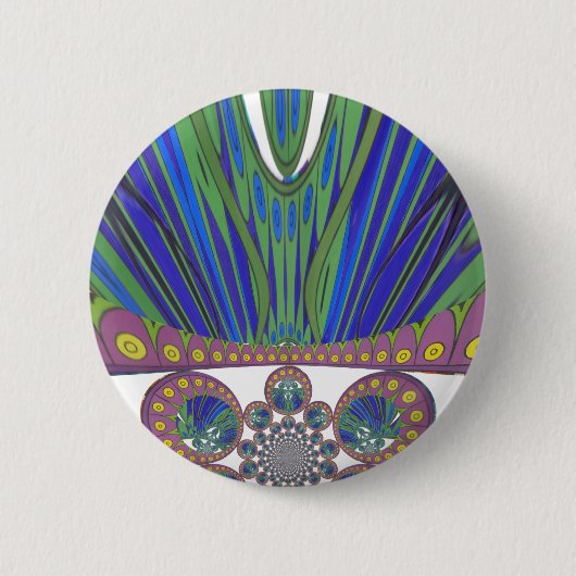 アフリカンブルーパープル装飾芸術デザインプリント 缶バッジ (正面)