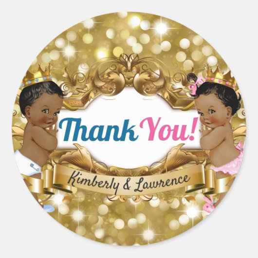 アフリカンプリンス/プリンセスグリッターサンキューラベル ラウンドシール (正面)