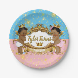 アフリカンプリンス/プリンセスピンク/ブルー&金ゴールドの輝き ペーパープレート