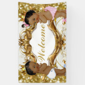 アフリカンプリンス&プリンセス金ゴールドウェルカムバナー 横断幕 (縦)