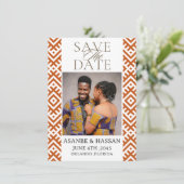 アフリカンプリントと写真の結婚式セーブザデート (スタンド正面)