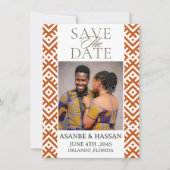 アフリカンプリントと写真の結婚式セーブザデート (正面)