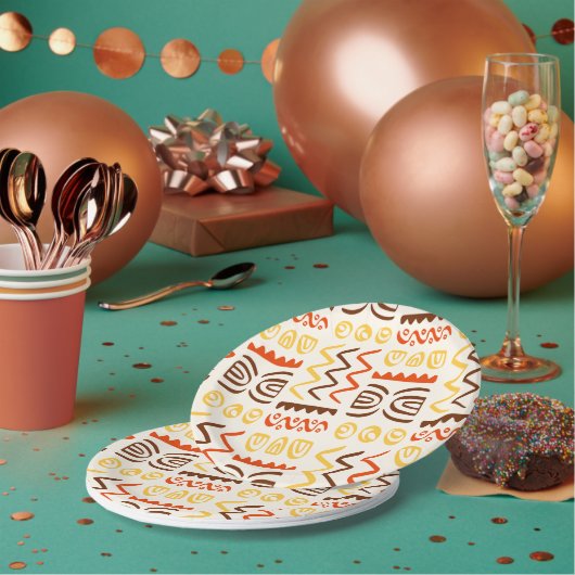アフリカンプリントペーパー パーティプレート ペーパープレート (複数)