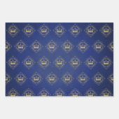 アフリカンプリン王室のスブルー&金ゴールドグリッター ラッピングペーパーシート (正面3)