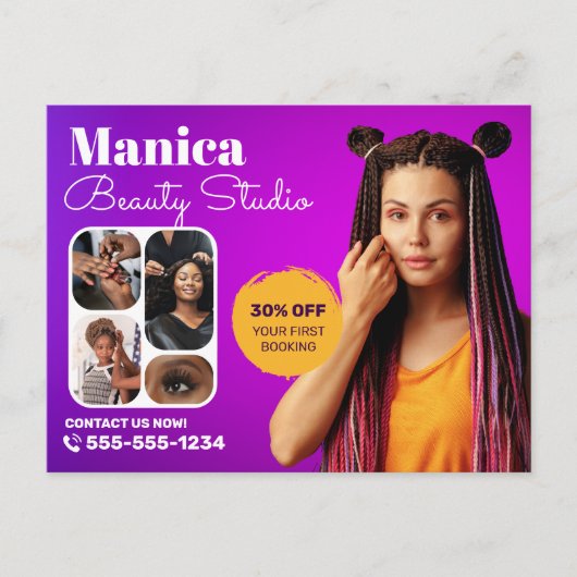 アフリカンヘアブライド美しいサロン爪、 ネイルメイクアップ ポストカード (正面)