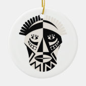 アフリカンマスク初期のフォークアート セラミックオーナメント (正面)