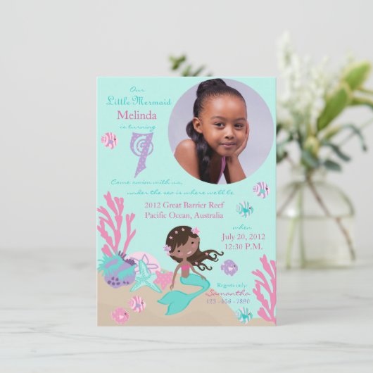 アフリカンマーメイドセブンス誕生日招待状 招待状 (スタンド正面)
