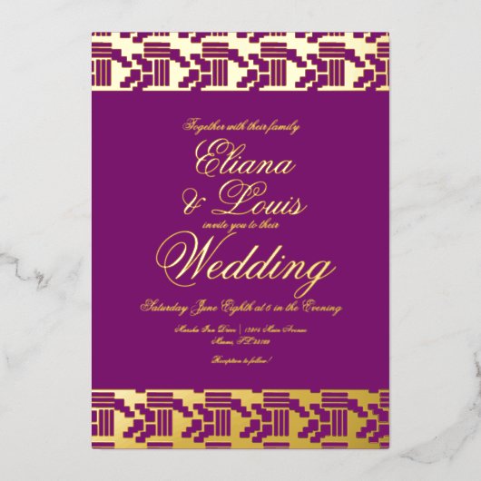 アフリカンマー結婚キングの押し箔招待状 箔招待状 (正面)