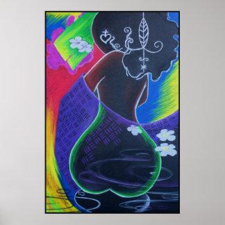 アフリカンムーンマイアミタイルプリント ポスター