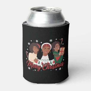 アフリカンメラニン 黒人女性 クリスマスおめでとう 缶クーラー