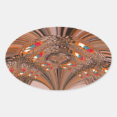 アフリカンライトブロンド万華鏡のように千変万化するパターンアートプリントデザイン 楕円形シール (正面)