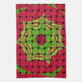 アフリカンラブリーウェーブレッドデザイン キッチンタオル (縦)