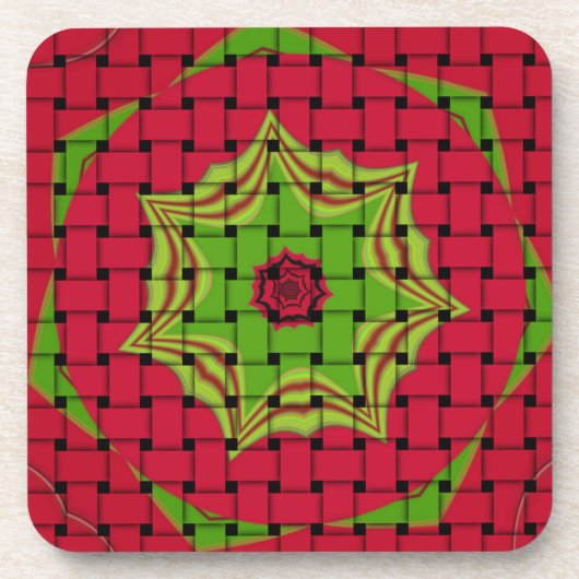 アフリカンラブリーウェーブレッドデザイン コースター (正面)