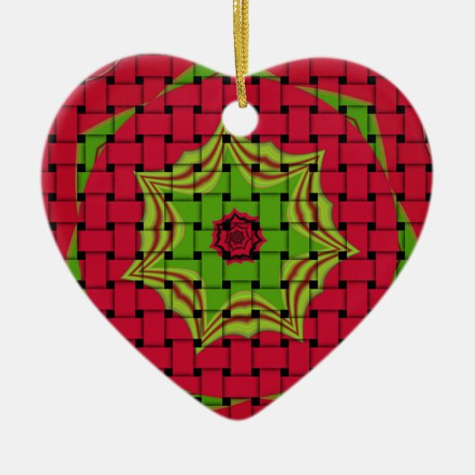 アフリカンラブリーウェーブレッドデザイン セラミックオーナメント (正面)