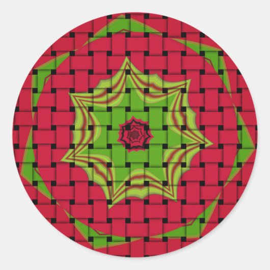 アフリカンラブリーウェーブレッドデザイン ラウンドシール (正面)