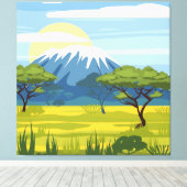 アフリカンランドスケープサバンナワイルド自然 キャンバスプリント (インサイチュ (ウッドフロア))