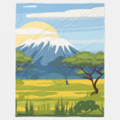 アフリカンランドスケープサバンナワイルド自然 フリースブランケット (正面)