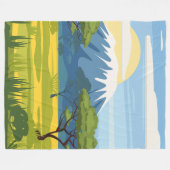 アフリカンランドスケープサバンナワイルド自然 フリースブランケット (正面(横))