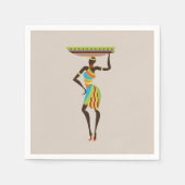 アフリカンレディーアフリカテーマディナーパーティー スタンダードカクテルナプキン (正面)