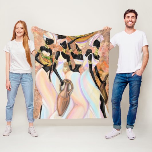 アフリカンレディースフリースブランケット – アートスタイル絵を描ズ フリースブランケット (インサイチュ)