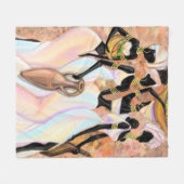 アフリカンレディースフリースブランケット – アートスタイル絵を描ズ フリースブランケット (正面(横))