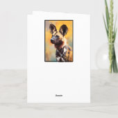 アフリカンワイルドドッグポートレートハッピーバースデー名 カード (裏面)