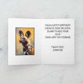 アフリカンワイルドドッグポートレートハッピーバースデー名 カード (内部)