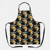 アフリカンワイルドライフコンチネンタルラインノカーフホワイト文字 エプロン (正面)