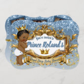 アフリカン王室のプリンス青グリッタードリップ 招待状 (正面/裏面)