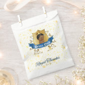 アフリカン王室のプリンス・ブルーとエレガント金ゴールド フェイバーバッグ (クリップ留めされた状態)