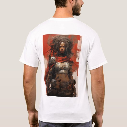 アフリカン芸術的ウォリアーズスタイルby Ashley Wood R.p Tシャツ (裏面)