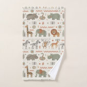 アフリカン アニマル パレード トライバル スタイル ID1262 バスタオルセット (ハンドタオル)