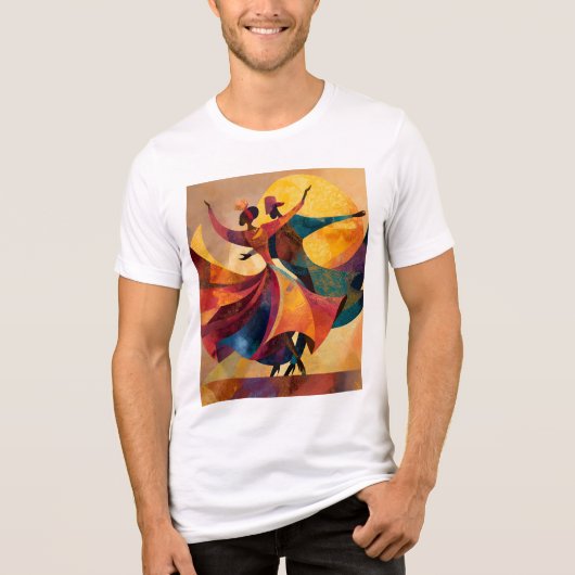 アフリカン カップル ダンス アート Tシャツ (正面)