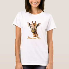 アフリカン スヴァンナ シックなキリン 女性用 Tシャツ