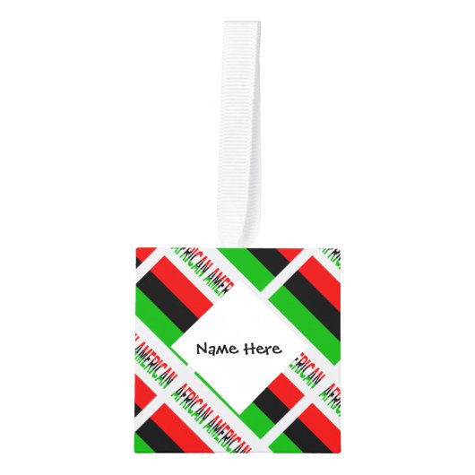 アフリカン・ディアスポラまたはアメリカ国旗タイルパーソナル キューブオーナメント (正面)