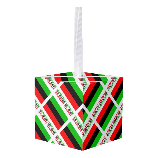 アフリカン・ディアスポラまたはアメリカ国旗タイルパーソナル キューブオーナメント (裏面アングル)