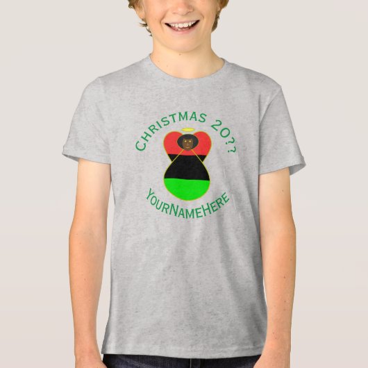 アフリカン・ディアスポラ エンジェル クリスマス フラッグ オーダーメイド トライブレンドTシャツ (正面)