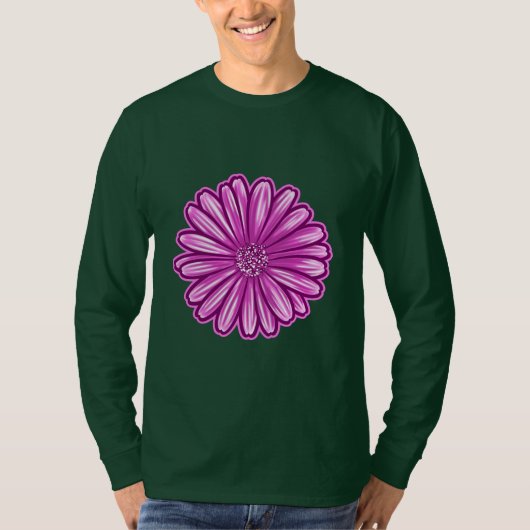 アフリカン・デイジーの花、リアリスティックイラスト Tシャツ (正面)