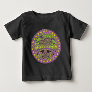 アフリカン パープルとイエローのカレイドスコープ トレディショナル ベビーTシャツ