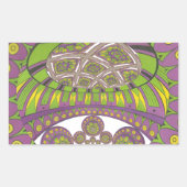 アフリカン パープルとイエローのカレイドスコープ トレディショナル 長方形シール (正面)