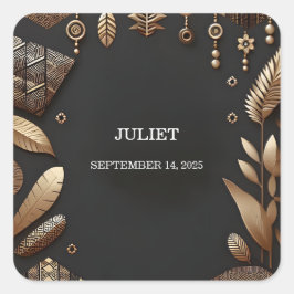 アフリカン ブラウン トрадиショナル ナイジェリア ブライダル シャワー スクエアシール